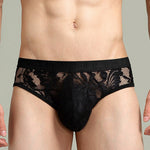Men's Sexy Lace Semi-Sheer Trunks