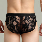 Men's Sexy Lace Semi-Sheer Trunks