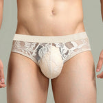 Men's Sexy Lace Semi-Sheer Trunks