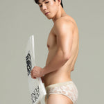 Men's Sexy Lace Semi-Sheer Trunks