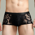 Men's Sexy Lace Semi-Sheer Trunks