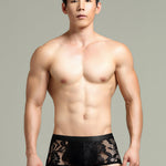Men's Sexy Lace Semi-Sheer Trunks