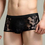 Men's Sexy Lace Semi-Sheer Trunks
