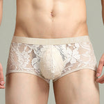 Men's Sexy Lace Semi-Sheer Trunks