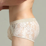 Men's Sexy Lace Semi-Sheer Trunks