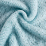 ElevenOra Chic Elegant Light Blue Stand Collar V-Neck Button Detail Slim-Fit Mohair Knit Vest