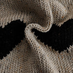ElevenOra Chic Vintage Beige-Black Heart Jacquard Relaxed Fit Single-Breasted Long Sleeve Knit Long Cardigan