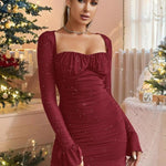 ELLIE™ - Elegant Glitter Mesh Bodycon Long Sleeve Party Dress