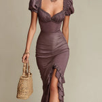 Lenya | Sculpted Ruffle Slit Dress