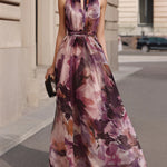 Emi | Watercolor Chiffon Maxi Dress