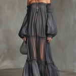 Vega | Sheer Off-Shoulder Maxi Dress