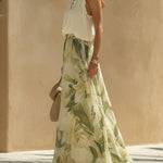 Alessandra - Chiffon Sleeveless Top with Ruffles and Lilium Print Trousers