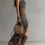 Elena | Bold One-Shoulder Printed Maxi Dress with Ruffled Slit