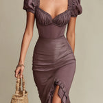 Lenya | Sculpted Ruffle Slit Dress