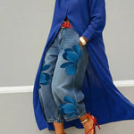 Elysia - Linen Shirt Dress and Floral Jeans