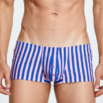 Men's Color Stripes Trunks With Button Fly