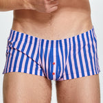 Men's Color Stripes Trunks With Button Fly