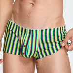 Men's Color Stripes Trunks With Button Fly