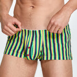 Men's Color Stripes Trunks With Button Fly