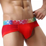4 Pack Breathable Modal Colored Belt Briefs-rainbow pride underwear