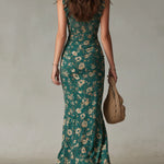 Kathy | Ruched Floral Slit Dress