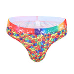 4 Pack Men's Playful-Rainbow Print U-Pouch Thongs