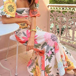 Ivy | Holiday Square Neck Floral Print Maxi Dress