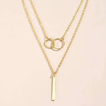 Retro Gold Double Circle Pendant Necklace