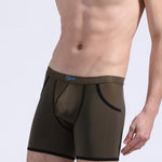3 Pack Men's Long Leg Boxer Briefs Made of Ultra-Thin Ice Silk with Anti-Wear Elastic