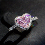 Crimson Heart Halo Crystal Ring
