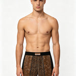 3 Pack Men's Patchwork Leopard Print Cooling Ice Silk Home Shorts