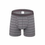 Men's Cotton Striped Boxer Brifs Fly Front with Pouch