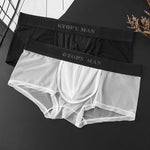 2-Pack Men's Breathable Mesh Ice Silk U-convex Low Waist Boxer Briefs