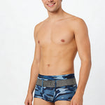 2 Pack Men's Camo Mesh Color Block Stretchy & Breathable Trunks