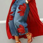 Elysia - Linen Shirt Dress and Floral Jeans