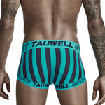 Mens Striped Support Pouch Boxer Briefs With Fly