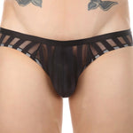 3 Pack Men's Sexy Striped Sheer Mesh Bikini