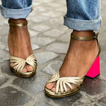 Two-Tone Heel Sandals