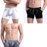 3 Pack Men's Long Leg Boxer Briefs Made of Ultra-Thin Ice Silk with Anti-Wear Elastic