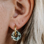 Stone Donut Hoop Earrings