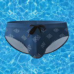 Men Geometry Drawstring Bikini Swim Briefs