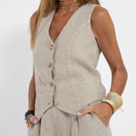 Cristina | Buttoned Vest and Wide-Leg Pants Set