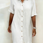 Belinda| Comfortable denim dress with flattering ruching