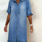 Belinda| Comfortable denim dress with flattering ruching