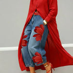 Elysia - Linen Shirt Dress and Floral Jeans