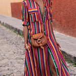 Claudia | Summer Casual Striped Printed Shirt Maxi Skirt