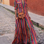 Nancy | Summer Casual Striped Printed Shirt Maxi Skirt