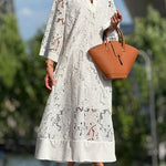 Willow | Beach Glam Flower V-Neck Midi Dress