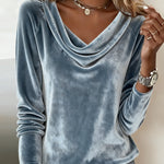 Elora | Luxurious Velvet Drape-Neck Top