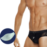Men Sexy Sheer Patchwork Swim Briefs